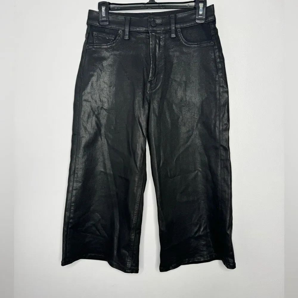 7 for all mankind black wide leg cropped jeans size 27